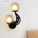 GobekUsa Modern Style Black/Gold Ball Wall Sconce: 2-Light Clear Glass Wall Mount Lamp Kit