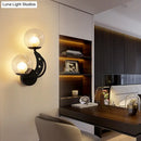 GobekUsa Modern Style Black/Gold Ball Wall Sconce: 2-Light Clear Glass Wall Mount Lamp Kit