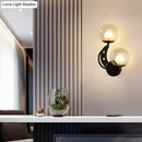 GobekUsa Modern Style Black/Gold Ball Wall Sconce: 2-Light Clear Glass Wall Mount Lamp Kit
