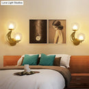 GobekUsa Modern Style Black/Gold Ball Wall Sconce: 2-Light Clear Glass Wall Mount Lamp Kit
