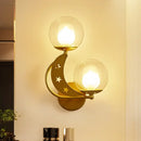 GobekUsa Modern Style Black/Gold Ball Wall Sconce: 2-Light Clear Glass Wall Mount Lamp Kit