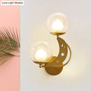 GobekUsa Modern Style Black/Gold Ball Wall Sconce: 2-Light Clear Glass Wall Mount Lamp Kit