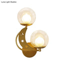 GobekUsa Modern Style Black/Gold Ball Wall Sconce: 2-Light Clear Glass Wall Mount Lamp Kit