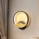 GobekUsa Metallic LED Wall Sconce with Acrylic Shade in Black-Gold/White-Gold or White, for Modern Bedside Lighting