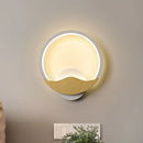 GobekUsa Metallic LED Wall Sconce with Acrylic Shade in Black-Gold/White-Gold or White, for Modern Bedside Lighting