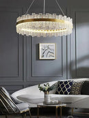 GobekUsa Crystal LED Chandelier: Gold/Black Luxury Pendant Lighting for Home
