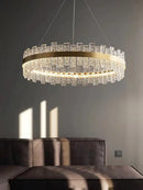 GobekUsa Crystal LED Chandelier: Gold/Black Luxury Pendant Lighting for Home