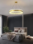 GobekUsa Crystal LED Chandelier: Gold/Black Luxury Pendant Lighting for Home
