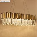GobekUsa Tri-Sided Crystal Rod Hanging Lamp - Traditional Gold Chandelier Light with 10 Heads