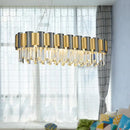 GobekUsa Tri-Sided Crystal Rod Hanging Lamp - Traditional Gold Chandelier Light with 10 Heads