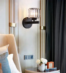 GobekUsa Crystal Sconce Light Gold Black Metal Glass Lampshade Wall Fixture