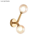 GobekUsa Modern Double Globe Wall Lamp - Glass Shade Sconce Light Fixture in Gold/Black Finish for Corridor