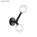 GobekUsa Modern Double Globe Wall Lamp - Glass Shade Sconce Light Fixture in Gold/Black Finish for Corridor