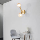 GobekUsa Modern Double Globe Wall Lamp - Glass Shade Sconce Light Fixture in Gold/Black Finish for Corridor