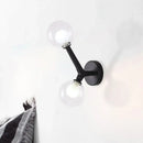 GobekUsa Modern Double Globe Wall Lamp - Glass Shade Sconce Light Fixture in Gold/Black Finish for Corridor