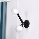 GobekUsa Modern Double Globe Wall Lamp - Glass Shade Sconce Light Fixture in Gold/Black Finish for Corridor