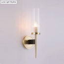 GobekUsa Gold Fluted Glass Wall Mount Lamp - Simple Cylinder Light Fixture