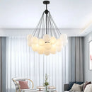GobekUsa Frosted Glass Ball LED Chandelier in Gold/Black for Dining Room & Bedroom