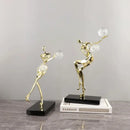 GobekUsa Golden Man Dancing Crystal Ball Acrobatic Sculpture Figure for Home Decor