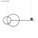 GobekUsa Nordic LED Acrylic Chandelier Lamp with Black & Gold Line Design for Circular Island Lighting