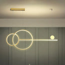 GobekUsa Nordic LED Acrylic Chandelier Lamp with Black & Gold Line Design for Circular Island Lighting