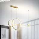 GobekUsa Nordic LED Acrylic Chandelier Lamp with Black & Gold Line Design for Circular Island Lighting