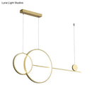 GobekUsa Nordic LED Acrylic Chandelier Lamp with Black & Gold Line Design for Circular Island Lighting