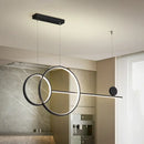 GobekUsa Nordic LED Acrylic Chandelier Lamp with Black & Gold Line Design for Circular Island Lighting