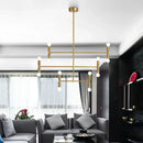 GobekUsa Modern LED Island Light: Multi-Layer Gold/Black Hanging Pendant with Rotatable Arms - Ideal for Living Room