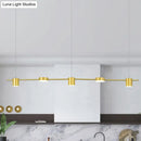 GobekUsa Modern Linear Metallic Chandelier Light - 3/5 Heads Black/Gold Hanging Lamp with Rotatable Shade - Warm/White Light