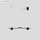 GobekUsa Modern Linear Metallic Chandelier Light - 3/5 Heads Black/Gold Hanging Lamp with Rotatable Shade - Warm/White Light