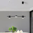 GobekUsa Modern Linear Metallic Chandelier Light - 3/5 Heads Black/Gold Hanging Lamp with Rotatable Shade - Warm/White Light