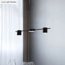 GobekUsa Modern Linear Metallic Chandelier Light - 3/5 Heads Black/Gold Hanging Lamp with Rotatable Shade - Warm/White Light