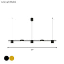 GobekUsa Modern Linear Metallic Chandelier Light - 3/5 Heads Black/Gold Hanging Lamp with Rotatable Shade - Warm/White Light