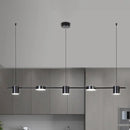 GobekUsa Modern Linear Metallic Chandelier Light - 3/5 Heads Black/Gold Hanging Lamp with Rotatable Shade - Warm/White Light