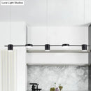 GobekUsa Modern Linear Metallic Chandelier Light - 3/5 Heads Black/Gold Hanging Lamp with Rotatable Shade - Warm/White Light