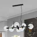 GobekUsa Contemporary Gold/Black Round Island Lighting with 8 Smoky Glass Heads - Linear Design