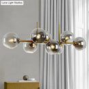 GobekUsa Contemporary Gold/Black Round Island Lighting with 8 Smoky Glass Heads - Linear Design