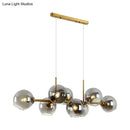GobekUsa Contemporary Gold/Black Round Island Lighting with 8 Smoky Glass Heads - Linear Design