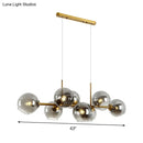 GobekUsa Contemporary Gold/Black Round Island Lighting with 8 Smoky Glass Heads - Linear Design