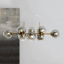 GobekUsa Contemporary Gold/Black Round Island Lighting with 8 Smoky Glass Heads - Linear Design