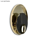 GobekUsa Designer Marble LED Flush Mount Wall Sconce in Black/White/Gold with Peacock Tail Feather Accent - Ideal for Living Rooms