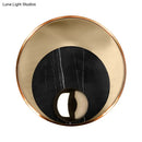 GobekUsa Designer Marble LED Flush Mount Wall Sconce in Black/White/Gold with Peacock Tail Feather Accent - Ideal for Living Rooms