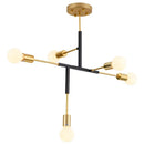 GobekUsa Cross Style 5-Head Pendant Light in Gold and Black Finish for Modern Home Decor