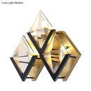 GobekUsa Minimalist Crystal LED Wall Sconce in Gold with Rhombus Surface Design
