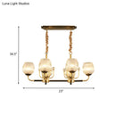 GobekUsa Modern Ribbed Glass Island Pendant with 6 Bulbs, Gold and Black