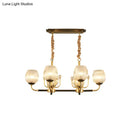 GobekUsa Modern Ribbed Glass Island Pendant with 6 Bulbs, Gold and Black