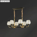 GobekUsa Modern Ribbed Glass Island Pendant with 6 Bulbs, Gold and Black