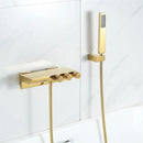 GobekUsa Gold/Black Tub Shower Set Wall Mount Waterfall Mixer Tap Brass Rotatable