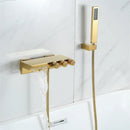 GobekUsa Gold/Black Tub Shower Set Wall Mount Waterfall Mixer Tap Brass Rotatable